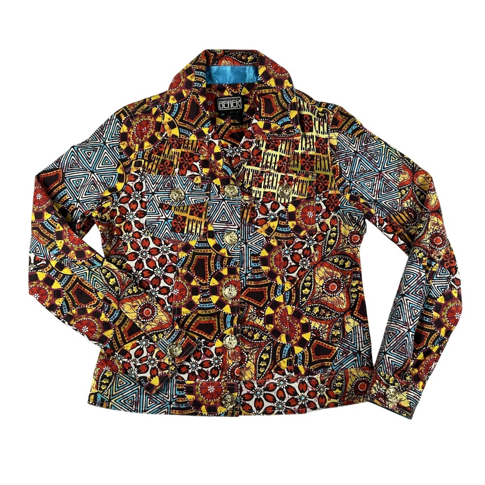 Berek Jacket Womens Petite Petite Multicolor Boho Tribal Cotton Stretch